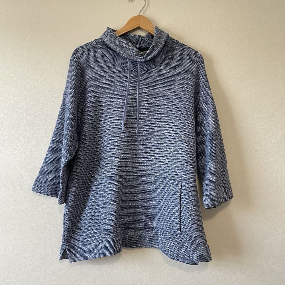 J. Jill Pure Jill Women’s Sz M Textured Blue Knit Cowl Neck Sweatshirt Pullover